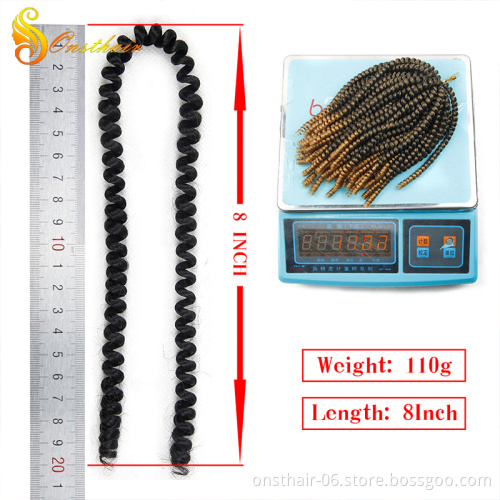 8inch Fluffy Spring Twist Crochet Hair Synthetic Crochet Braids Black Brown Ombre Braiding Hair 613 Blonde hair